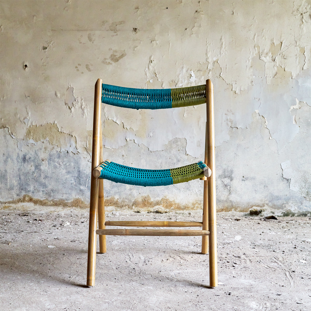 CHAMFER CHAIR NATURAL - GREEN BLUE