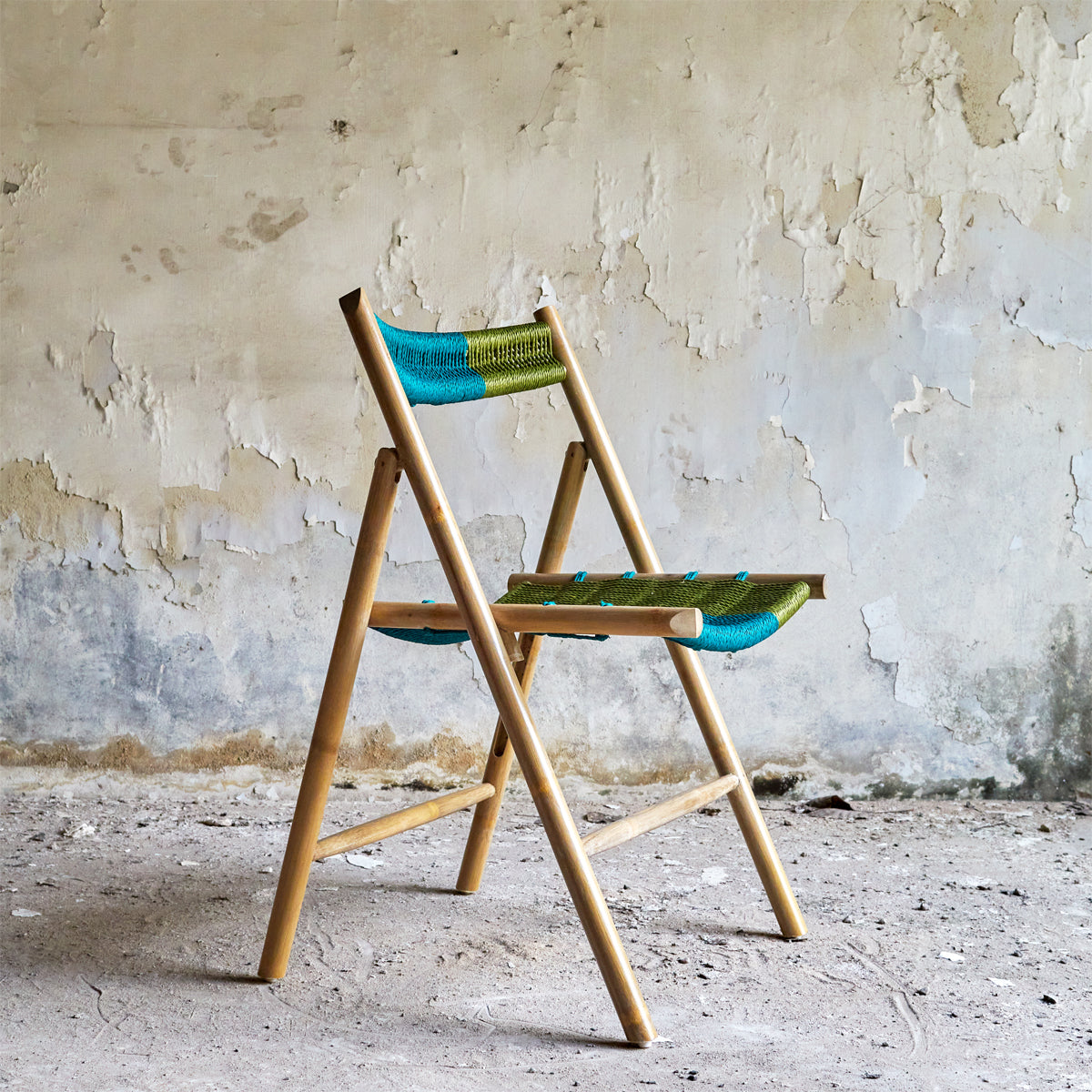 CHAMFER CHAIR NATURAL - GREEN BLUE