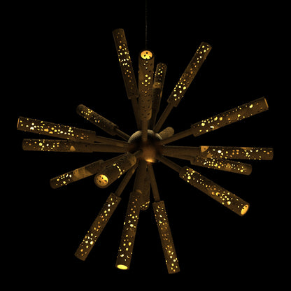 Bamboo and Brass Sputnik Light Installation