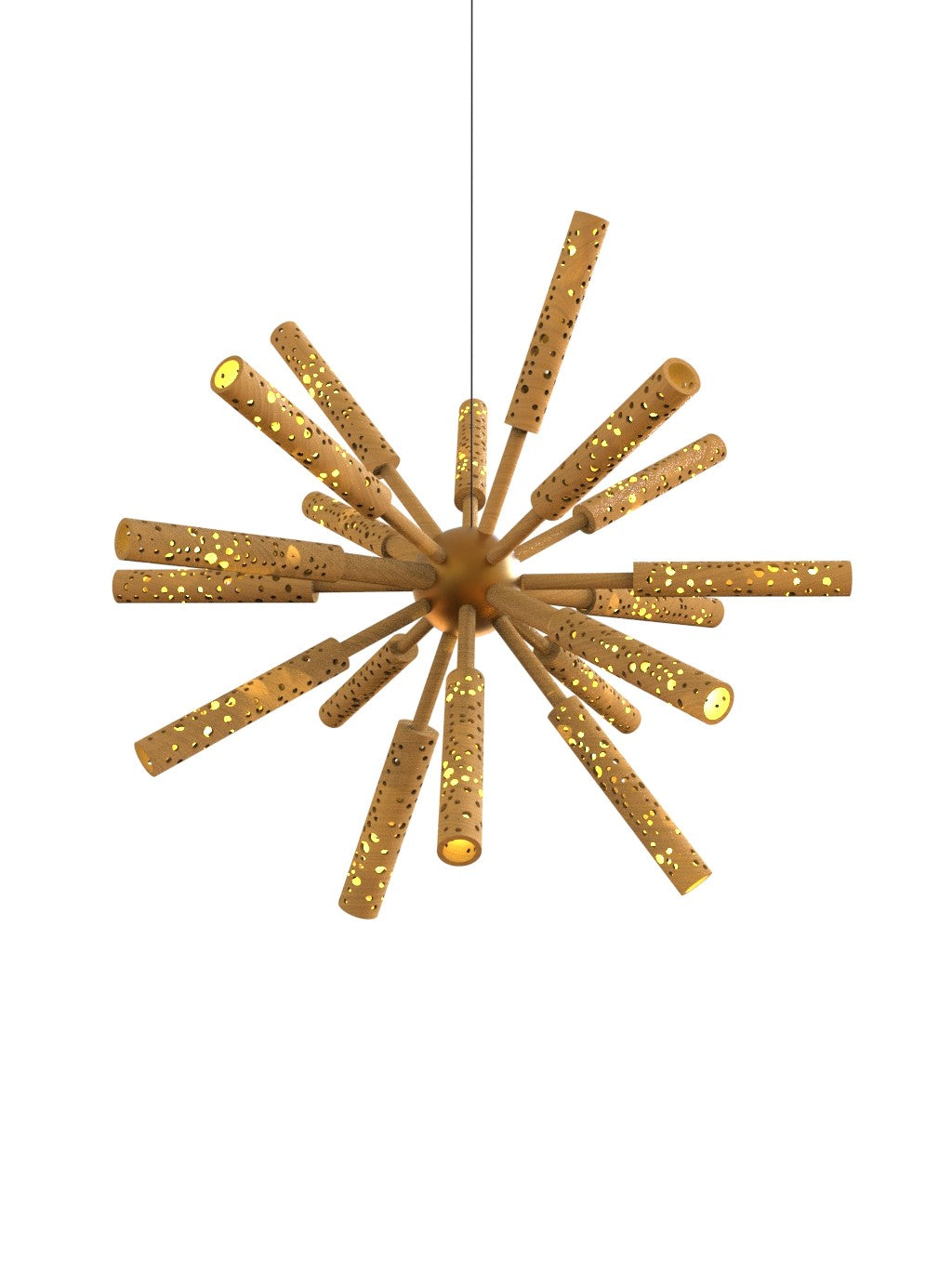 Bamboo and Brass Sputnik Light Installation